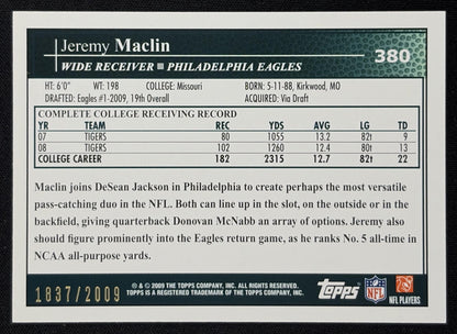 Jeremy Maclin 2009 Topps Gold /2009 Eagles