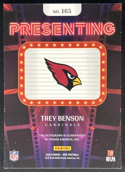 Trey Benson 2024 Panini One Presenting Red /49 Cardinals Back
