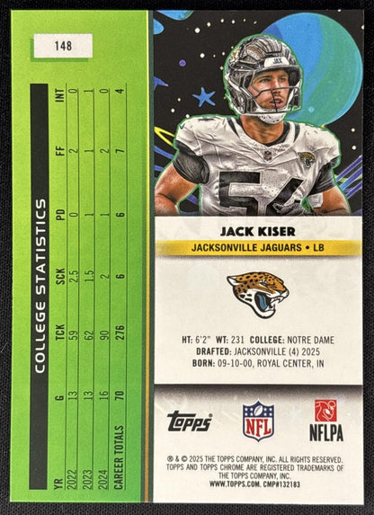 Jack Kiser 2025 Topps Cosmic Chrome Nucleus Refractor Jaguars back
