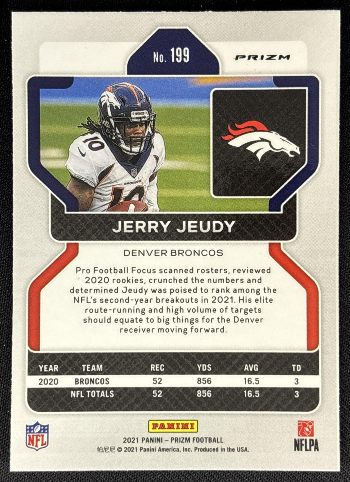 Jerry Jeudy 2021 Panini Prizm Light Blue Broncos Sports Trading Cards