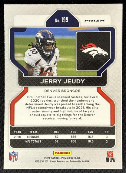 Jerry Jeudy 2021 Panini Prizm Light Blue Broncos Sports Trading Cards