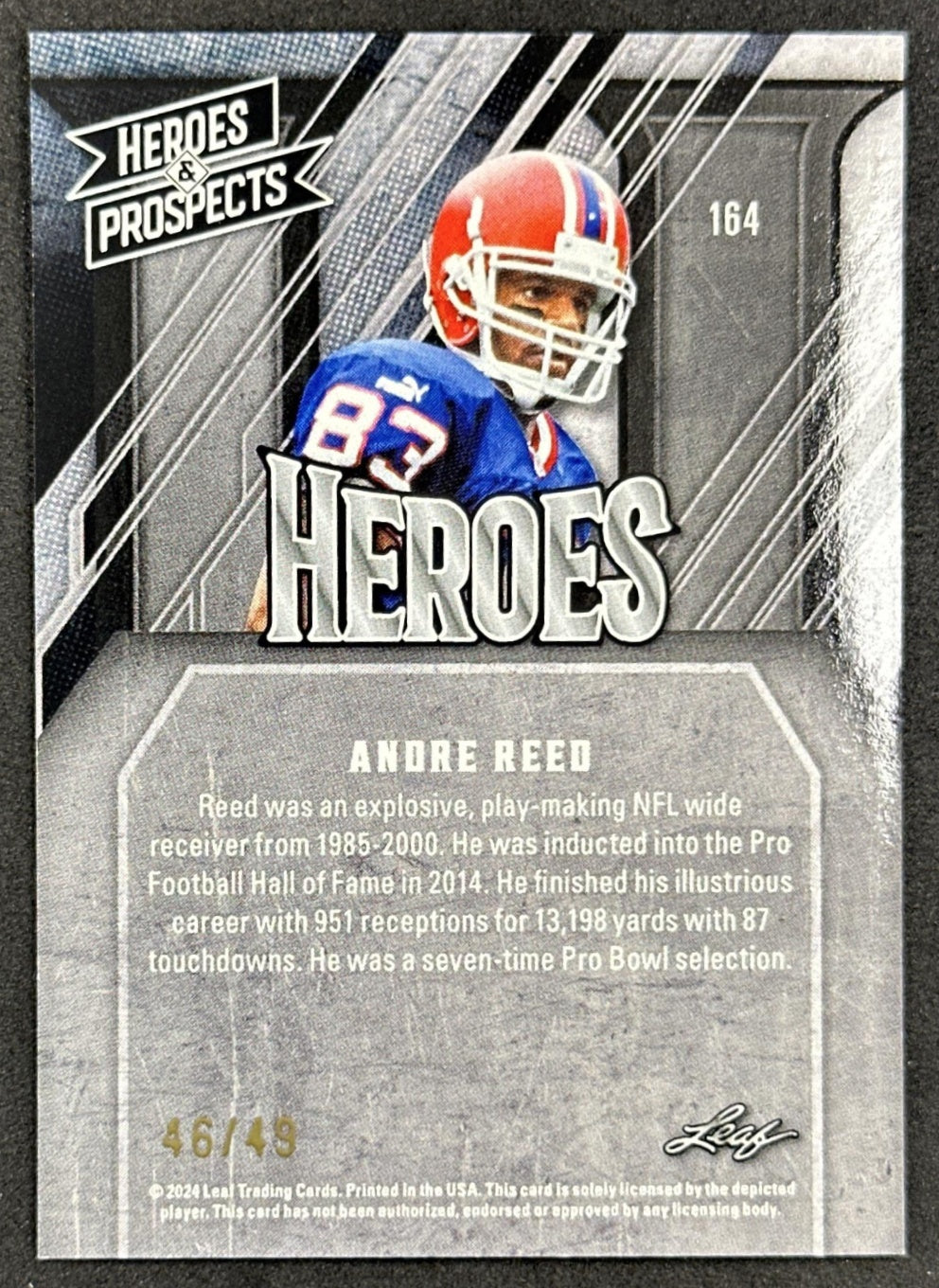 Andre Reed 2024 Leaf Heroes & Prospects Heros