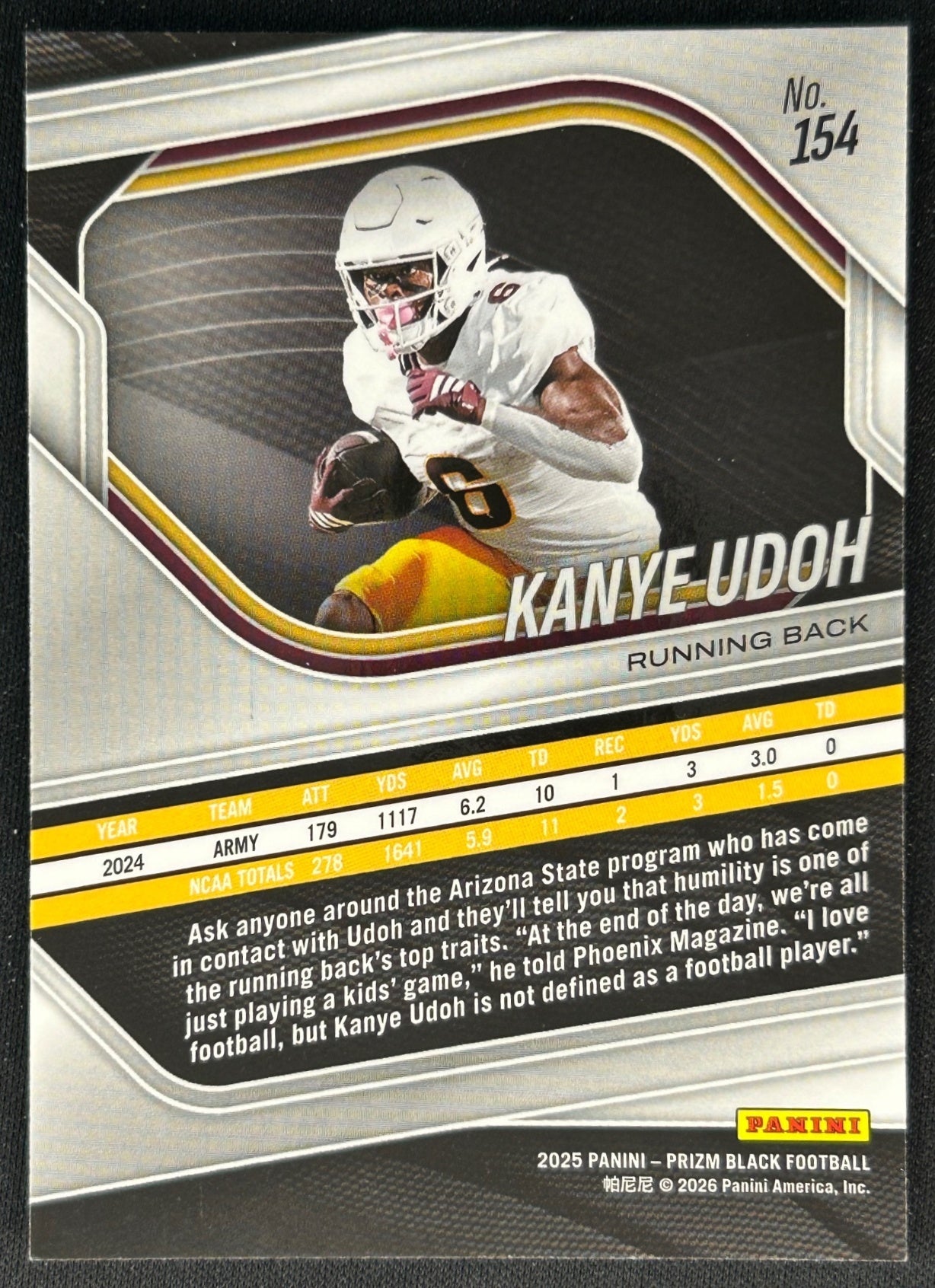 Kanye Udoh 2025 Prizm Black Prospects Sports Trading Cards