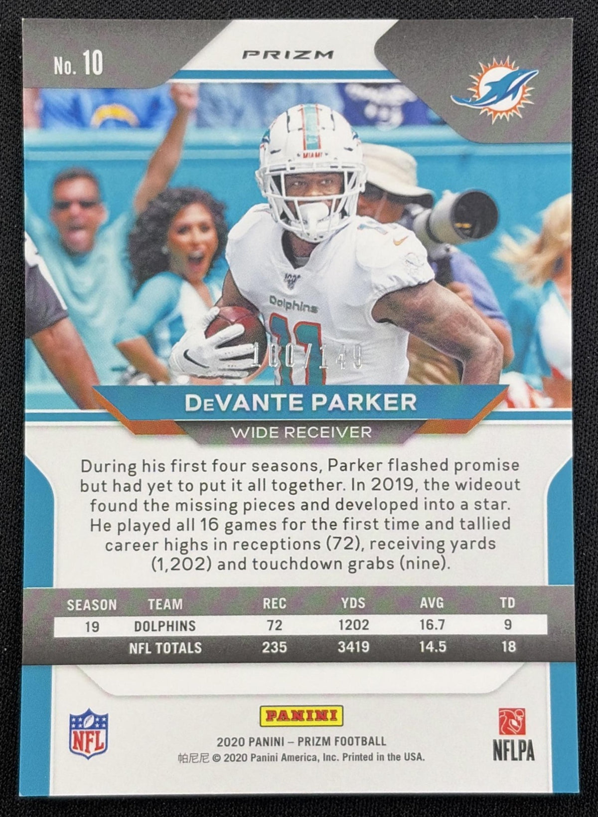 DeVante Parker 2020 Panini Prizm Red Wave /149 Dolphins