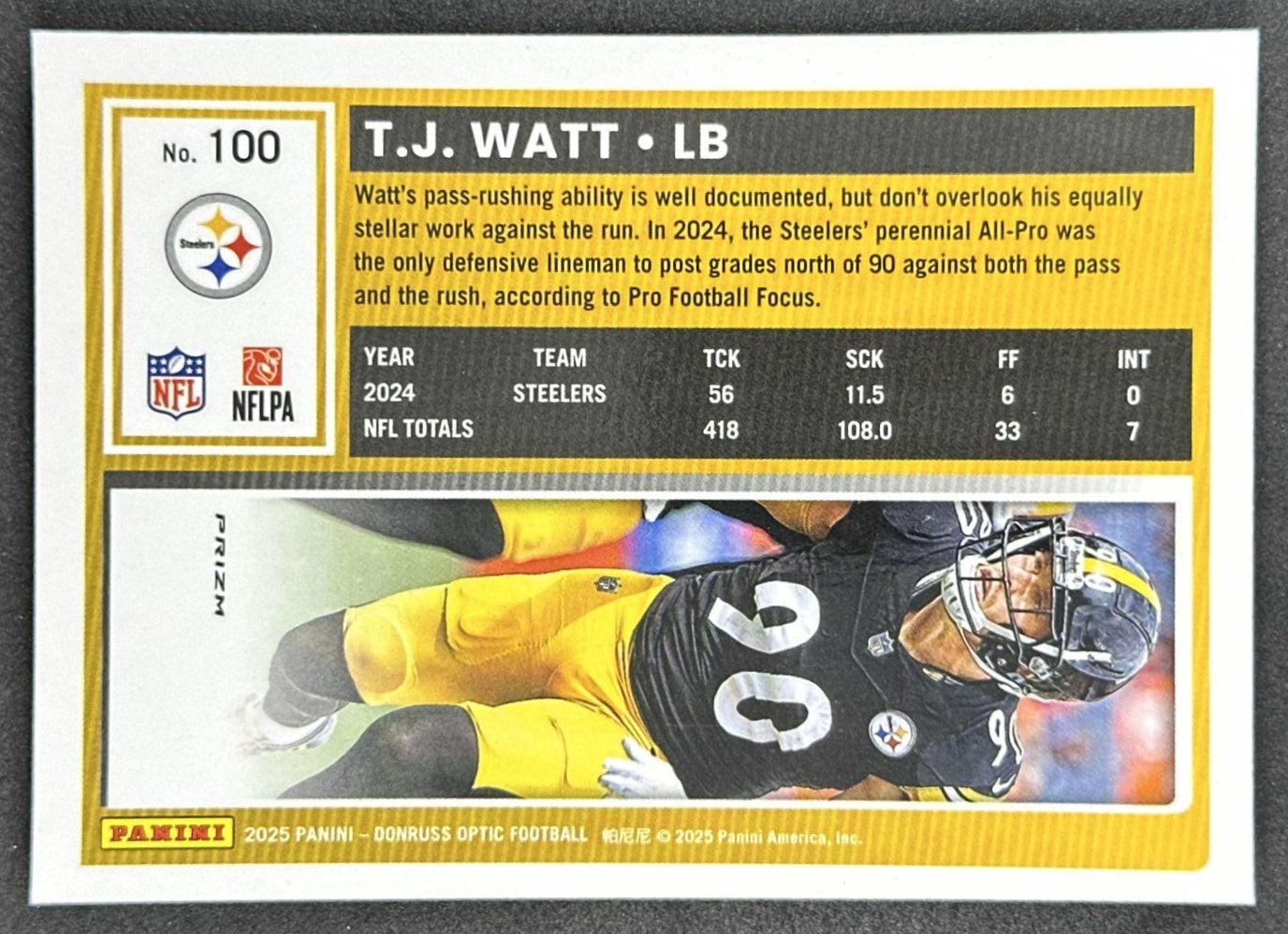 T.J. Watt 2025 Panini Donruss Optic Freedom Prizm Steelers Sports Trading Cards