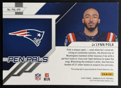 Ja'Lynn Polk 2024 Panini Donruss Elite Pen Pals Patriots back