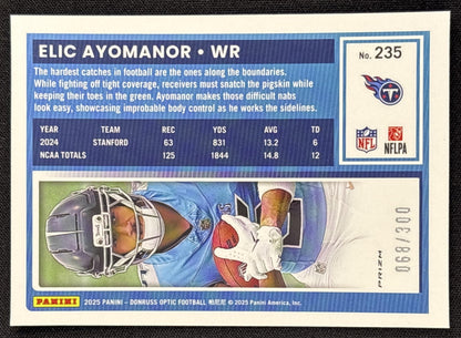 Elic Ayomanor 2025 Panini Donruss Optic Rated Rookie Wave Prizm /300 Titans