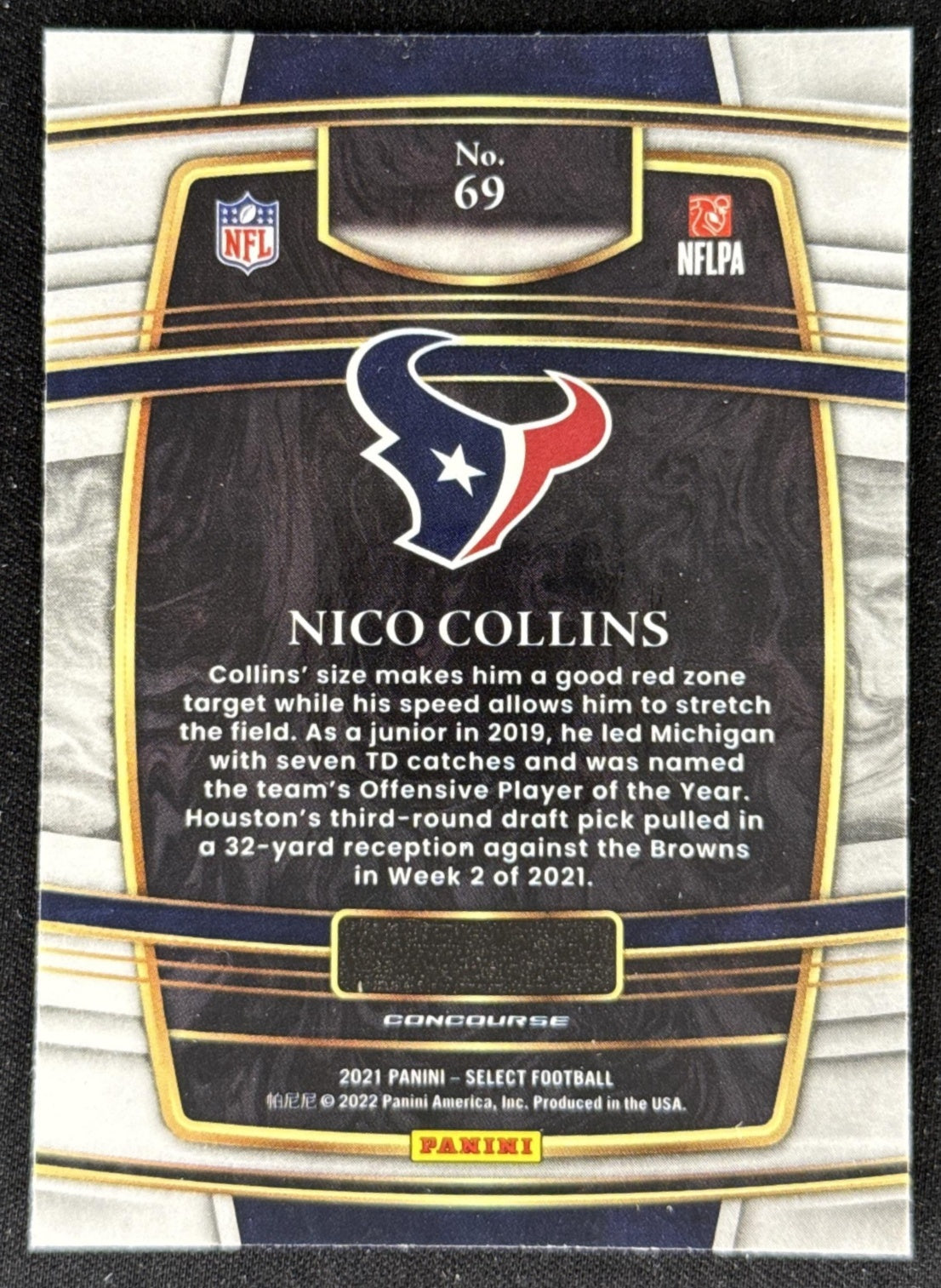 Nico Collins 2021 Select Rookie Texans Sports Trading Card