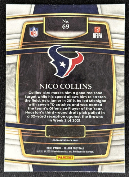 Nico Collins 2021 Select Rookie Texans Sports Trading Card