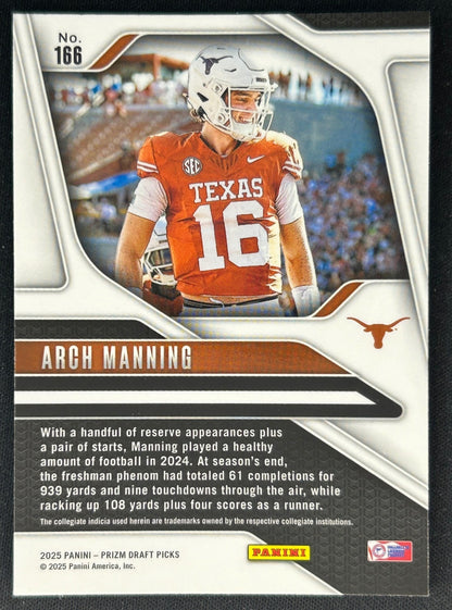 Arch Manning 2025 Prizm Draft Picks Longhorns Sports Trading Cards