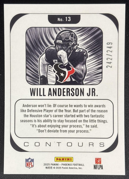 Will Anderson Jr. 2025 Panini Phoenix Contours Red /249 Texans Sports Trading Cards