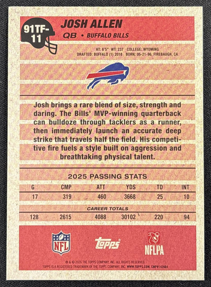 Josh Allen 2026 Topps 1991 Crackle Foil Bills