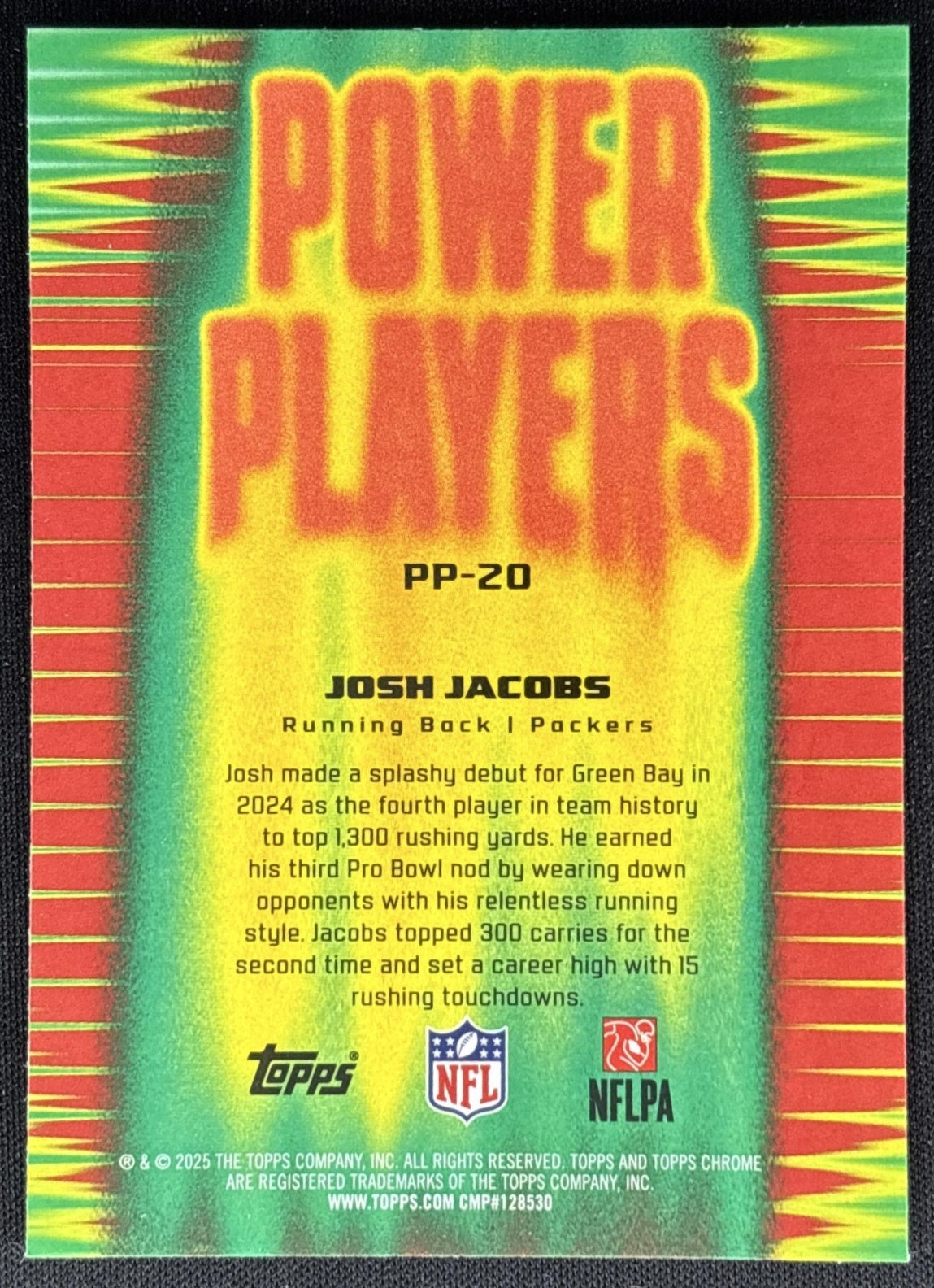 Josh Jacobs 2025 Topps Chrome Power Players Packers Sports Trading Cards