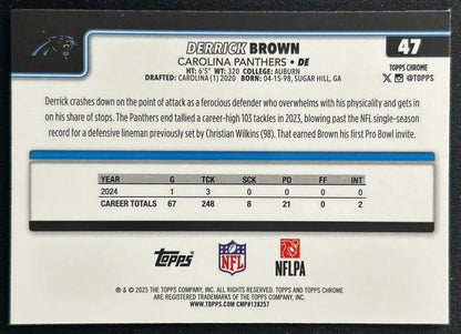 Derrick Brown 2025 Topps Chrome Panthers Sports Trading Cards
