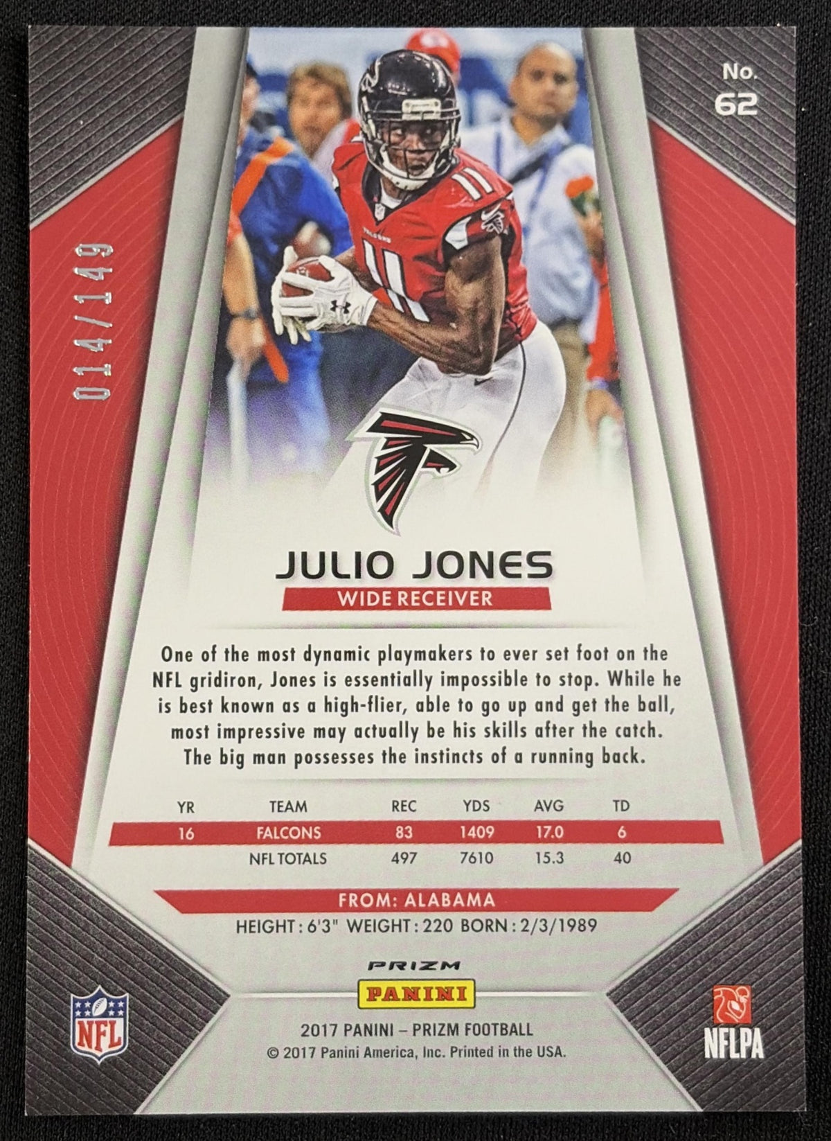 Julio Jones 2017 Panini Prizm Blue Wave /149 Falcons