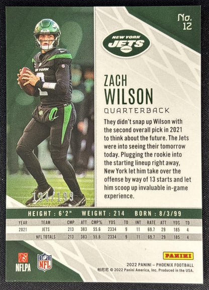 Zach Wilson 2022 Panini Phoenix Pink /199 Jets