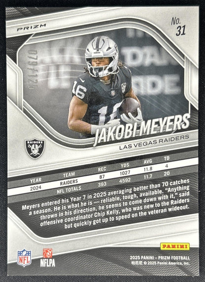 Jakobi Meyers 2025 Panini Prizm Purple /125 Raiders Sports Trading Cards