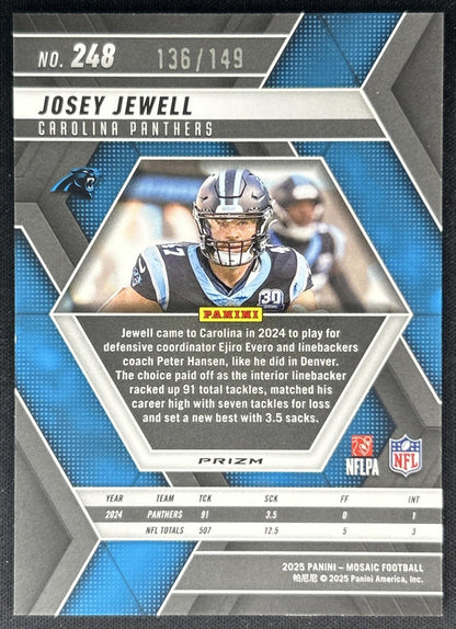 Josey Jewell 2025 Panini Mosaic Silver Knight Prizm /149 Panthers