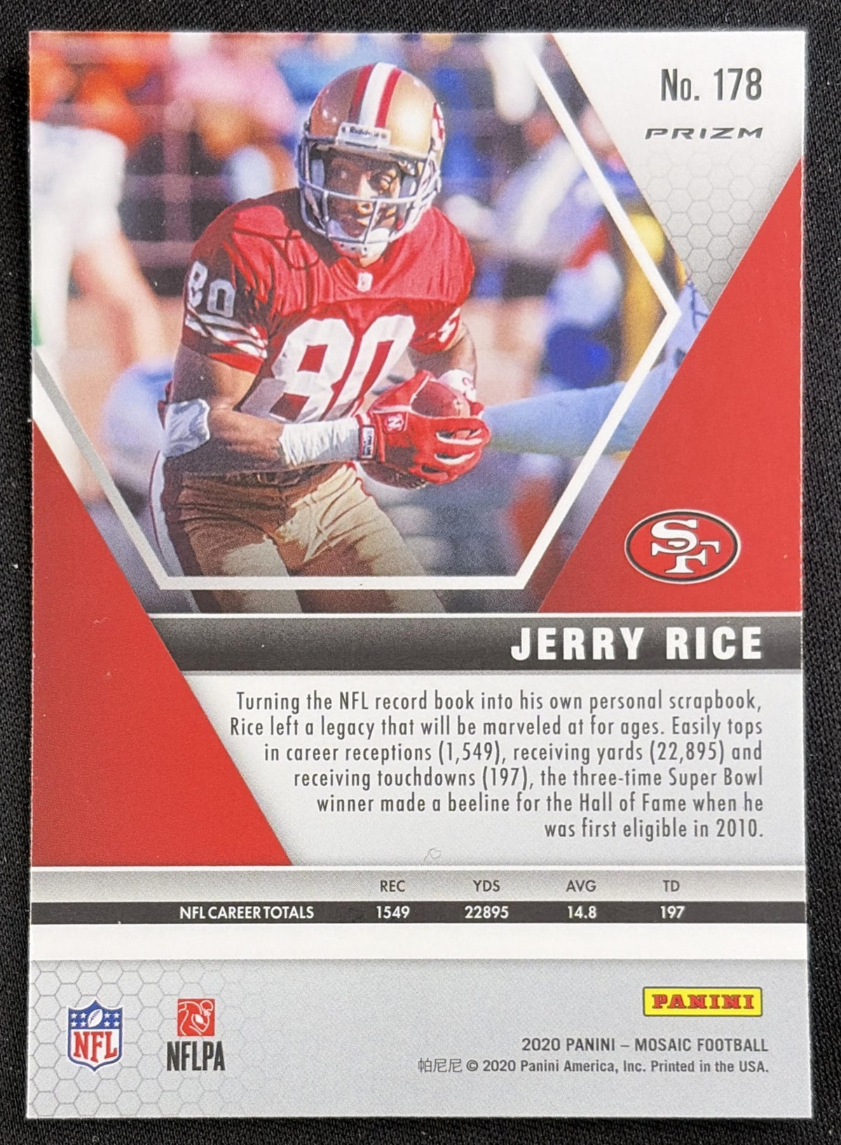 Jerry Rice 2020 Panini Mosaic Prizm Reactive Blue 49ers Sports Trading Card