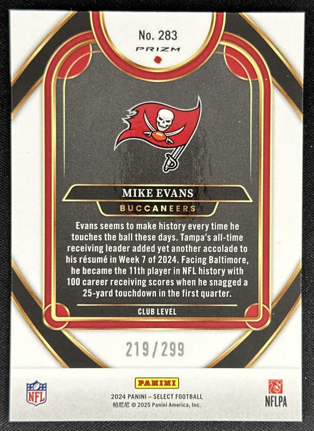 Mike Evans 2024 Panini Select Club Copper Prizm Shock /299 Buccaneers
