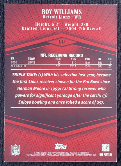 Roy Williams 2007 Topps Triple Threads /1449 Lions