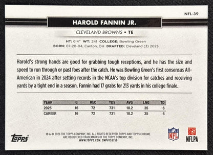 Harold Fannin Jr. 2026 Topps NSCC Collection NFL Browns Sports Trading Cards