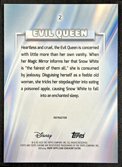 Evil Queen 2026 Topps Chrome Disney Refractor Snow White and the Seven Dwarfs Back