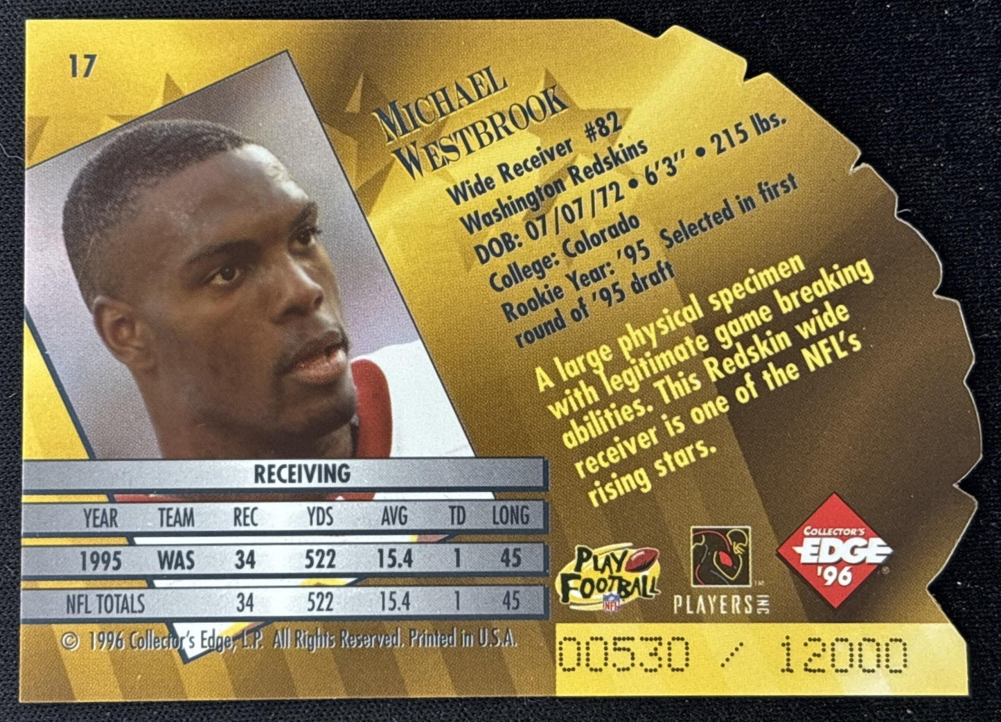 Michael Westbrook 1996 President's Reserve New Regime /12000 Redskins back