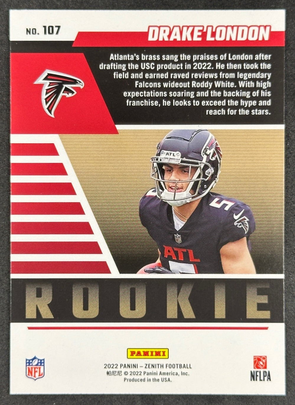 Drake London 2022 Zenith Red Zone Rookie Falcons | Wayne Collection