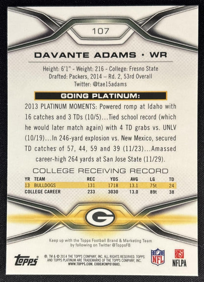 Davante Adams 2014 Topps Platinum Packers Sports Trading Cards