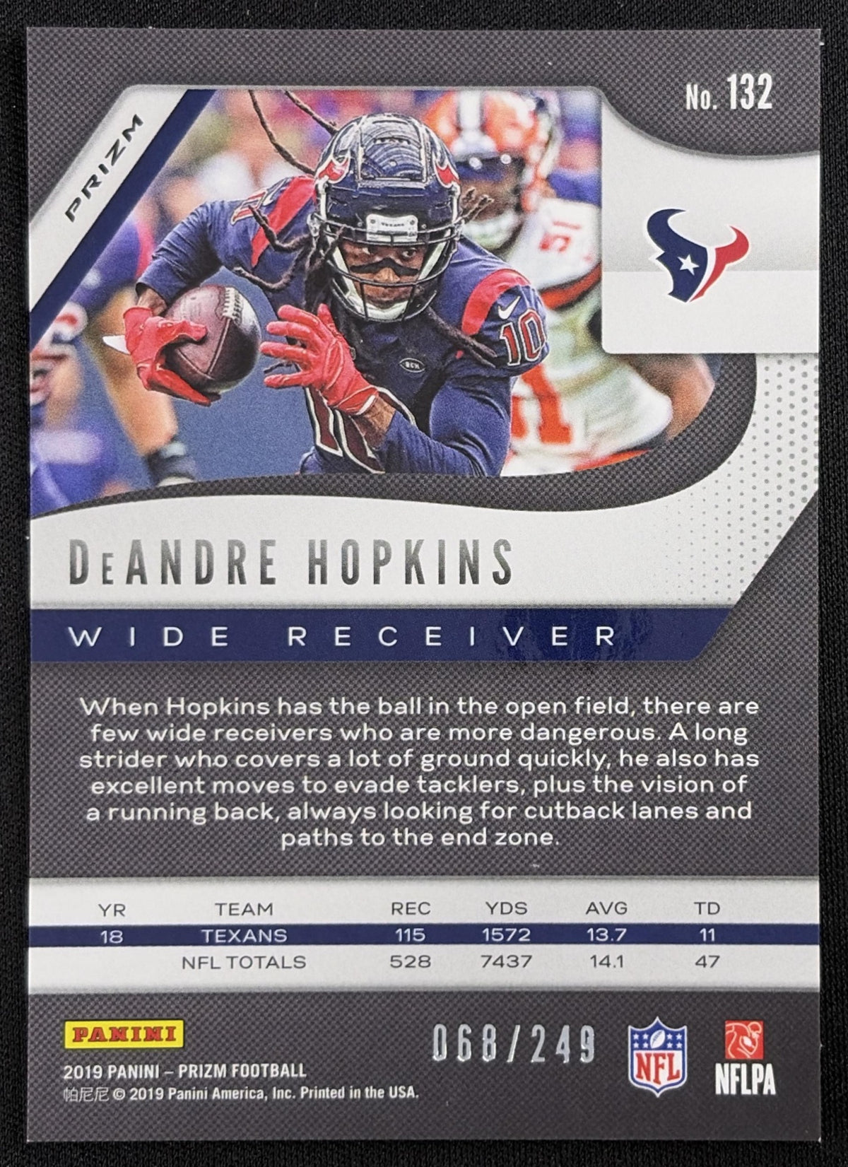 DeAndre Hopkins 2019 Panini Prizm Orange /249 Texans