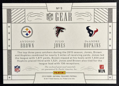 DeAndre Hopkins Antonio Brown Julio Jones 2016 National Treasures NFL Gear Trios /49 Falcons Texans Steelers