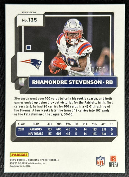 Rhamondre Stevenson 2022 Panini Donruss Optic Purple /50 Patriots