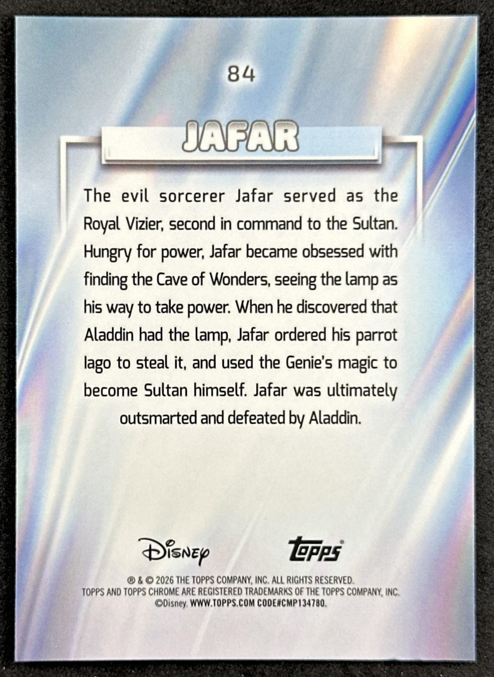 Jafar 2026 Topps Chrome Disney Aladdin Non-Sport Trading Cards
