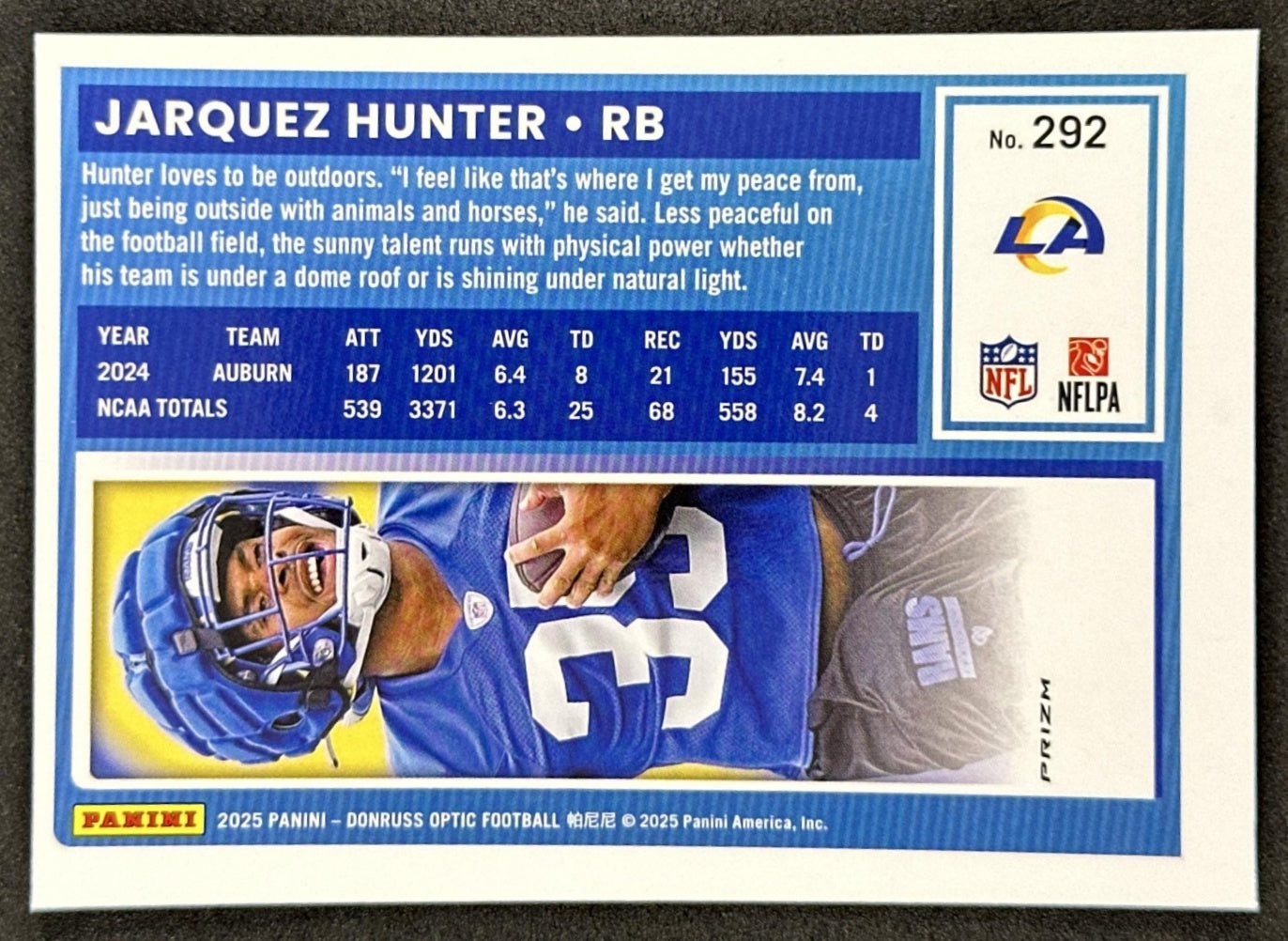Jarquez Hunter 2025 Panini Donruss Optic Rated Rookie Pink Prizm Rams