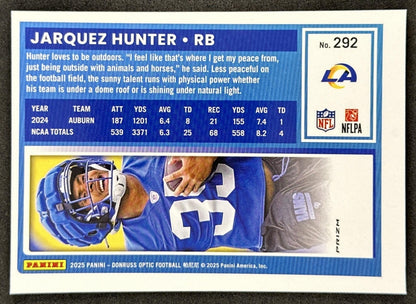 Jarquez Hunter 2025 Panini Donruss Optic Rated Rookie Pink Prizm Rams