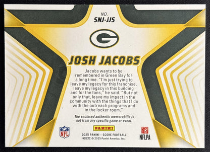 Josh Jacobs 2025 Panini Score Stars of the NFL Jersey Packers back