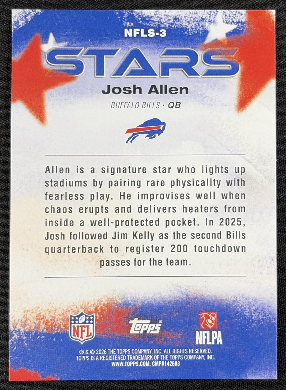 Josh Allen 2026 Topps NFL Stars Crackle Foil Bills