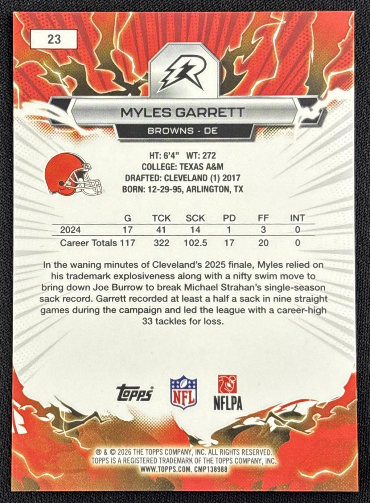 Myles Garrett 2025 Topps Resurgence Magenta Surge Refractor /299 Browns