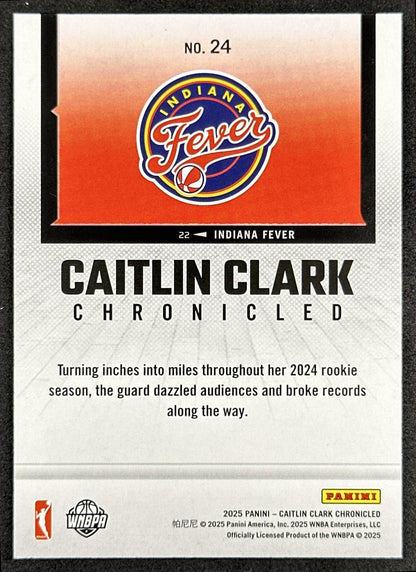 Caitlin Clark 2025 Panini Chronicled WNBA Holo Fever 24 Indiana Fever