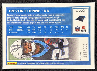 Trevor Etienne 2025 Panini Donruss Optic Rated Rookie Wave Prizm /300 Panthers