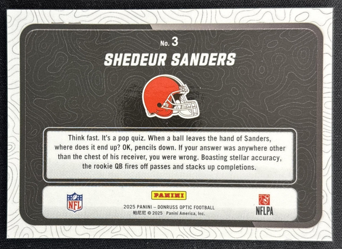 Shedeur Sanders 2025 Panini Donruss Optic Passing Grade Browns