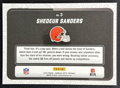 Shedeur Sanders 2025 Panini Donruss Optic Passing Grade Browns