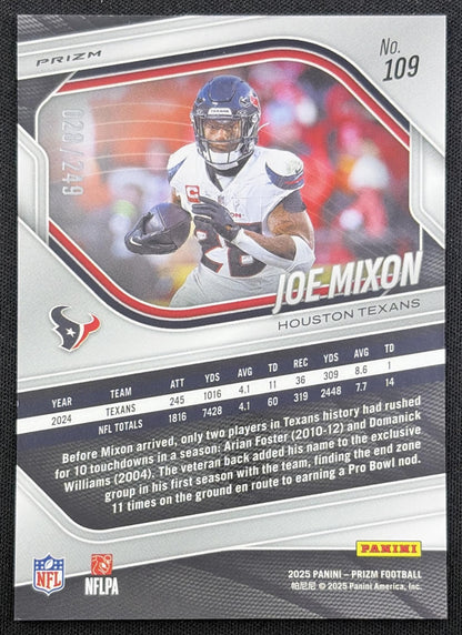 Joe Mixon 2025 Panini Prizm Orange /249 Texans back