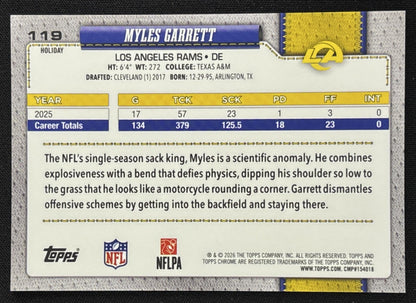 Myles Garrett 2026 Topps Holiday Chrome Refractor Rams - Back