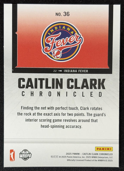 Caitlin Clark 2025 Panini Chronicled WNBA Fever 36 Sports Trading Card
