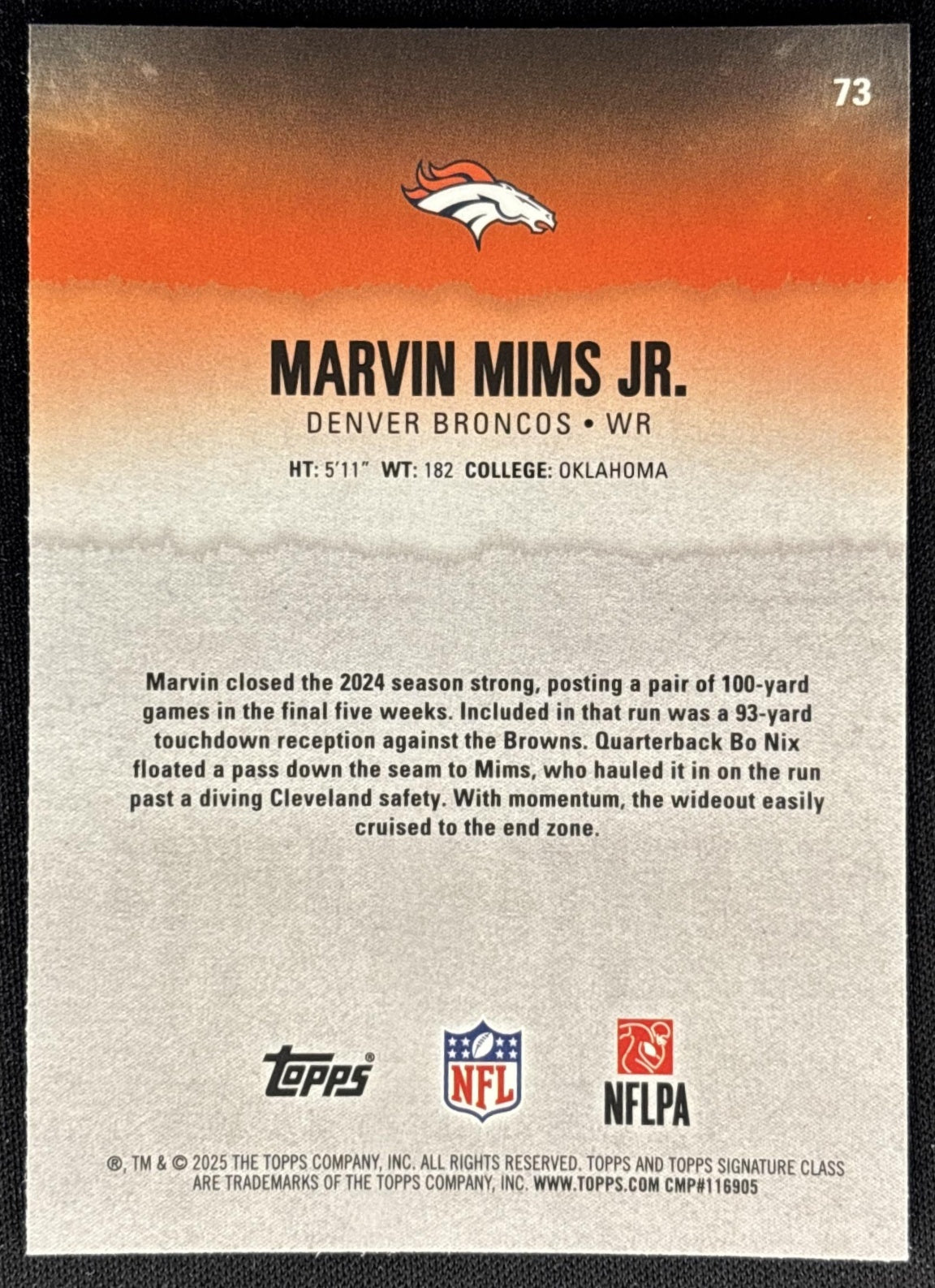 Marvin Mims Jr. 2025 Topps Signature Class Chrome Veteran Broncos Sports Trading Cards