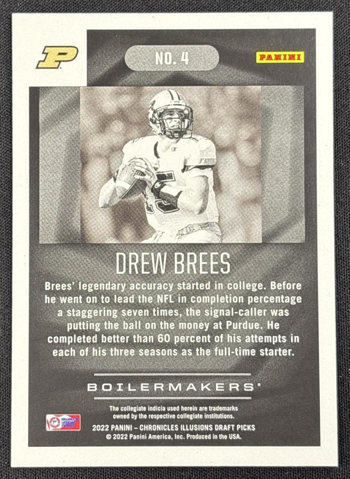 Drew Brees 2022 Panini Chronicles Draft Picks Illusions Red /149 Boilermakers