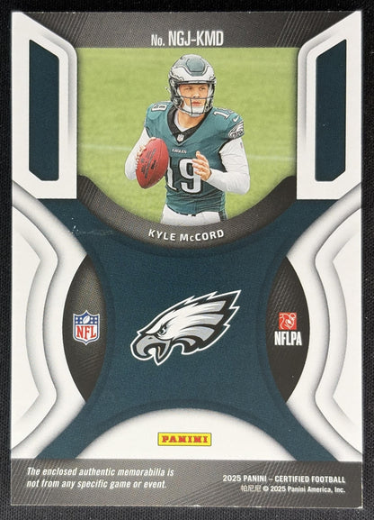 Kyle McCord 2025 Panini Certified New Generation Jerseys Mirror /499 Eagles back