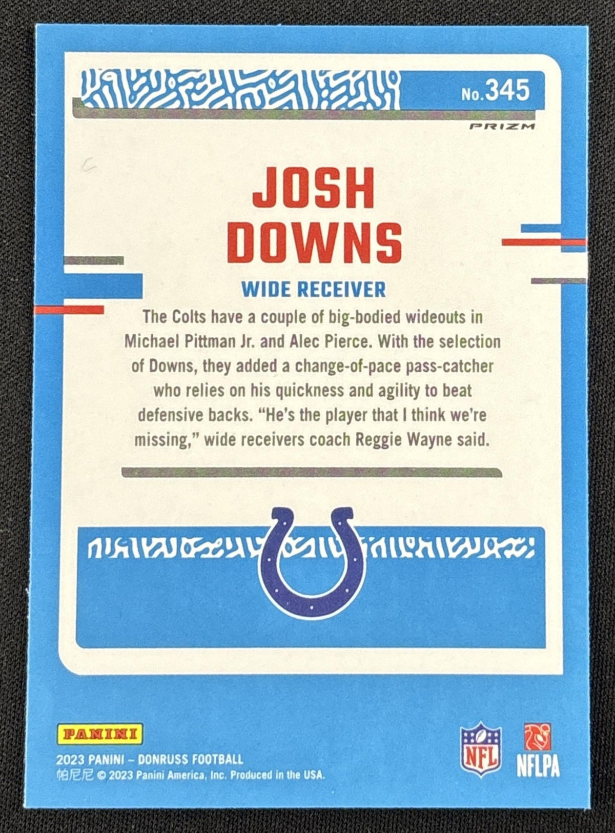 Josh Downs 2023 Panini Donruss Optic Rated Rookie Preview Red & Green Prizm Colts